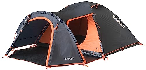 TAMBU AKASA - Zelt 4 Personen 300x250x135cm Ultraleicht – Kuppelzelt mit Vorzelt wasserdicht bis 2000mm Wassersäule - Ideal für Camping, Outdoor & Festivals - Familienzelt Iglu mit Lüftungsöffnungen