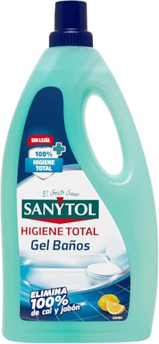 Sanytol - Limpiador Gel Baños, Elimina 100% de Cal y Jabón, Quita Malos Olores, con Aroma a Limón, Sin Lejía, Apto para Lavabos, Griferías, Sanitarios, Suelos - 1200 ml