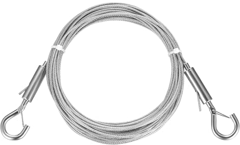 Cavo Acciaio Inox, 2mm x 10m Filo Acciaio Inox, Fune Metallica Regolabile, Filo in Acciaio Inox con 2 Anello Ganci, Catena Corda Fune Acciaio Inox per Appendere Specchi Luci Quadri