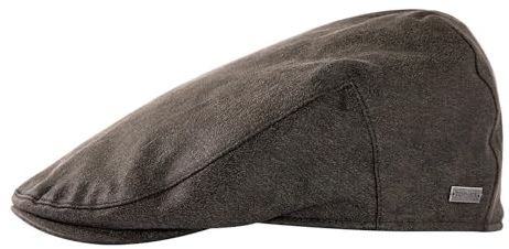 Comhats Gorra plana impermeable para hombre para día lluvioso del Reino Unido, gorra de lluvia con pico estilo Newsboy Baker Boy para golf y pesca, tiro, caminar, caza, piel sintética, color negro, L