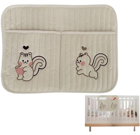 Mppchhn Organizador De Cuna, Organizador Portátil de Algodón para Cochecito, Bolso Lateral Colgable Para Cuna Y Cochecito, Pañales, Biberones, Chupetes Y Accesorios