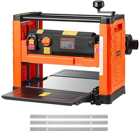 VEVOR Cepilladora Eléctrica de 3 Cuchillas, Mesa de Trabajo de 33 cm de Ancho, 2000 W 23500 RPM Moto Potente, Rodillo Doble, Protección Contra Sobrecargas, 2 Velocidades, para Madera Dura/Blanda