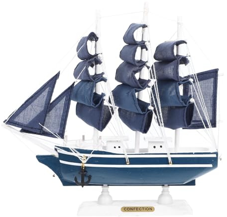 OSALADI Modelo de Barco de Madera Retro Maqueta de Barco de Madera para Decoración Náutica del Hogar Adorno de Escritorio para Salas de Estar y Oficinas