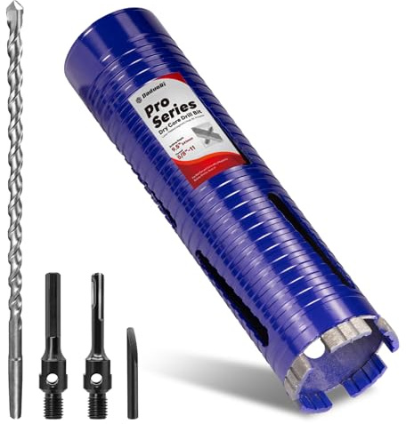 DaduoRi 2-1/2 Core Drill Bit with Pilot Bit & Adapters(SDS Plus and 1/2 Hex), 5/8-11 Thread, 9.5 Depth, Upgraded-Welded Segments Diamond Core Bits for Concrete, Masonry, Brick Block