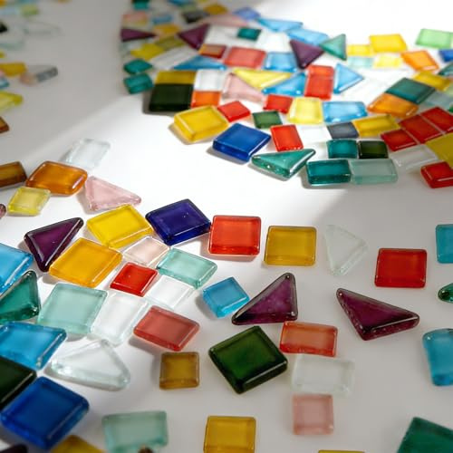 MUXHEL 1 kg de piedras de mosaico coloridas, 1000 g para manualidades, piedras coloridas, mosaicos de cristal, piedras de mosaico de cristal, piedras de mosaico de cristal, piedras de mosaico de