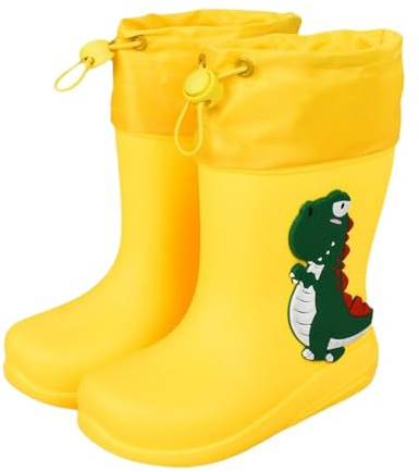 Stivali Bambina - Stivali da Pioggia per Bambine a metà Polpaccio con Design a Dinosauro per Tutti i Giorni per la Scuola per Giocare all'aperto Comodi e con Suola Antiscivolo per Bambini Piccoli