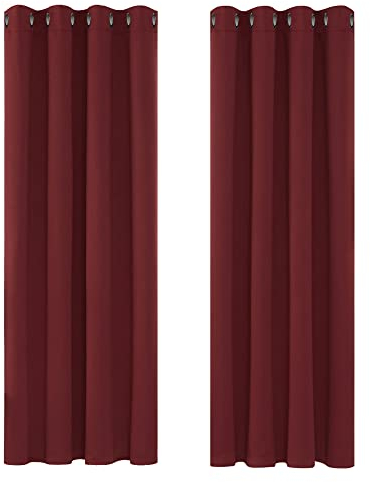 Deconovo Christmas Decoration Blackout Curtains Red Thermal Insulated Eyelet Blackout Curtains 46 x 72 Inch Red One Pair