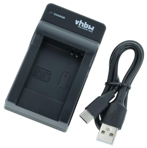vhbw Cargador USB-C Compatible con Samsung ES78 | ES80, ES90, ES91, MV800, PL20, PL80 cámara videocámara/batería + cable USB-C + LED