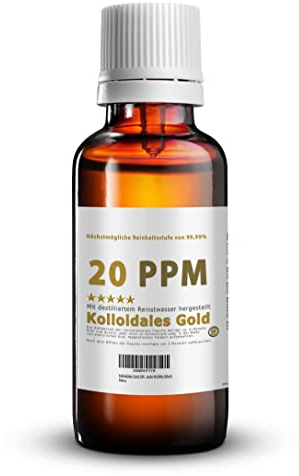 Natur Total Kolloidales Gold 20 PPM - 100 ml Tropfen hoch konzentriert (Reinheitsstufe 99,99%)