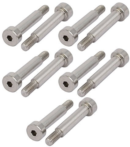 Sourcingmap 10pcs 304 Stainless Steel Hex Socket Shoulder Bolt 6mm Shoulder Dia 25mm Shoulder Length M5 Thread