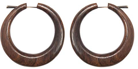 81stgeneration Paar Große Creolen aus Holz, 5 Cm | Handgefertigte Konische Creolen aus Bio-holz in Braun für Damen | Erdige Tribal Ohrringe für Festival | Natürlicher Boho-strandschmuck