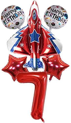 DIWULI Flugzeug Deko 7 Jahre - aufblasbarer Jet Luftballon
