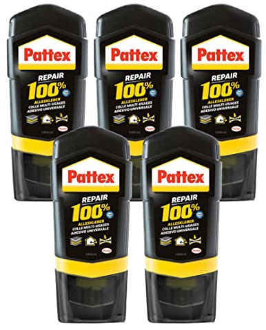 Pattex Repair 100% Alleskleber, starker Kleber für den Innen- und Außenbereich, Klebstoff zur Reparatur für verschiedene Materialien, trocknet Transparent, Flextec Formel, 5x50g
