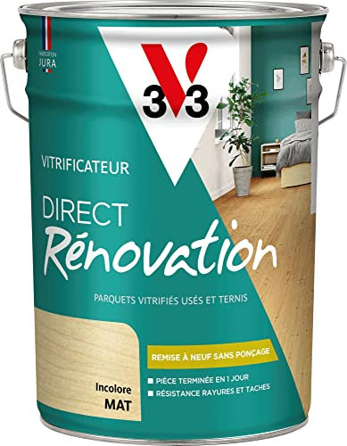 V33 Vitrificateur parquets, Direct Rénovation, Incolore Mat, 5L