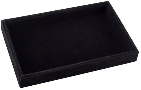 DELORIGIN Plateau à Bijoux en Velours Noir Vitrine Empilable Présentoir à Bijoux Tiroir Support Cosmétique Amovible pour Boucles D'Oreilles Colliers Pendentifs Bracelets Bagues