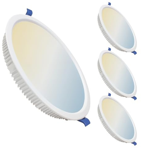 LED ATOMANT Pack 4x Panel Downlight LED Redondo 225mm 32W, CCT (Selector de Color Blanco Calido, Neutro y Frio), Corte 205mm, 2800 lumenes, Driver incluido