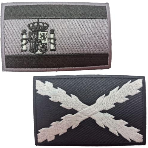Parches Militares Bordados Bandera España Oficial mochila tactica -Parches España Militares, parche España. Parches España (BLANCO Y NEGRO ESPAÑA+BORGOÑA)