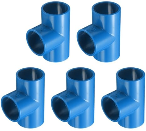 sourcing map 5 Stück 1 17/64 Zoll T-Stück 3-Wege-PVC-Rohrverschraubungen, Möbelbau, Eckbeschläge, Winkelbeschläge für Heimwerker, Regal, Garten, Stützstruktur, Zeltanschluss, Blau