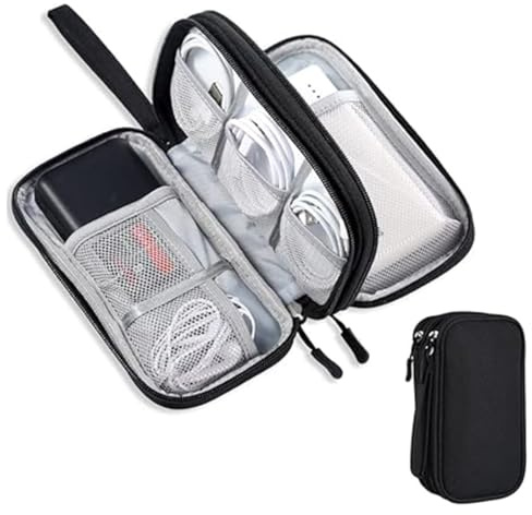 DWFEYOI Borsa organizer per accessori da viaggio, Organizzatore di cavi da viaggio impermeabile a doppio strato per USB, Cavi e schede SD,organizer zaino,accessori casa,accessori per la casa(Nero)