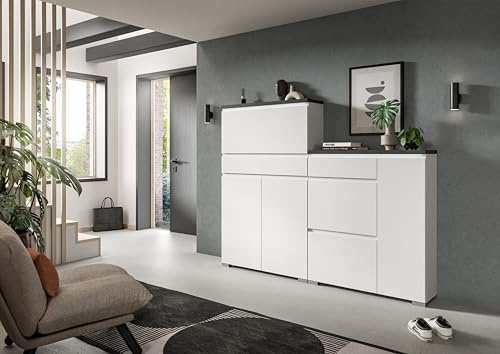 xonox.home Schuhsystem Shoelove Schuhschrankkombination Schrank-Set Schuhschränke Schuhaufbewahrung in weiß Nb., ca.205x152x27 cm