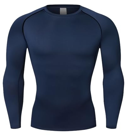 NuCamper Camiseta de Compresión de Manga Larga para Hombre, Base Layer para Correr Transpirable Secado Rápido Camiseta de Manga Larga para Running Gym Ciclismo Camisa