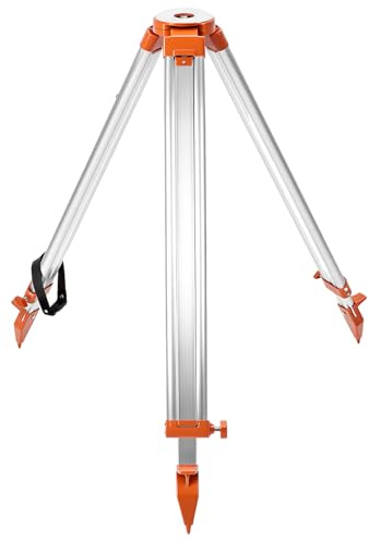 QWORK Universal Survey Tripod - Aluminum Heavy Duty Contractor Tripod with Quick Clamp,Transit Leveling Equipment, 5/8 x 11 Thread (Orange)