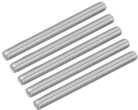 sourcing map 5Pcs M5-0.8x55mm Fully Threaded Rods, Threaded Rods Bar Studs, 304 Stainless Steel Long Thread Screws Hardware for U-Bolts, Anchors, Clamps, Hangers, Silver