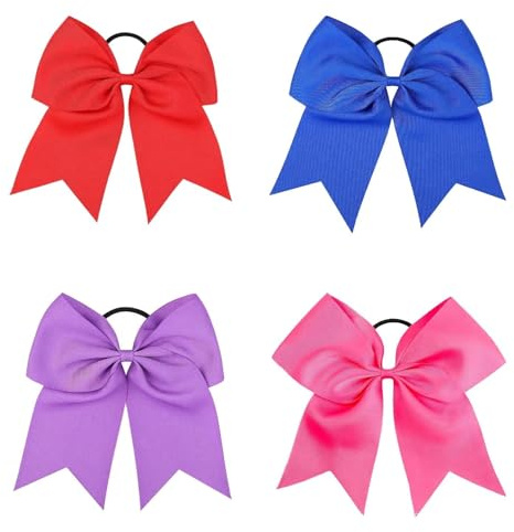 4 Piece Elegant Satin Hair Bow Set - Large 8 Inch French Barrette Clips with Flowing Tail, Luxurious Hair Accessories for Women & Girls, Perfect for Parties & Special Occasions