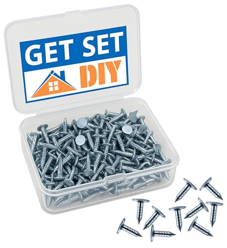 Galvanised Clout Nails 13mm (300pcs) 327 Grams Roofing Felt Tacks for Shed Roof - Heavy Duty Felt Nails for Securing Shed Roof Felt in a Handy Plastic Case