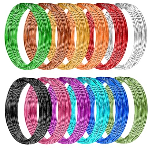 12 Colors 1.0mm*5m Aluminum Craft Wire, Anodized Aluminum Jewelry Wire