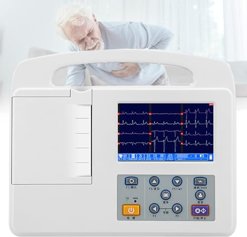 Mavdecll Monitor portátil ECG/EKG Monitor de signos vitales de 12 canales, pantalla LCD de 3,5 pulgadas con papel de impresión electrocardiográfica para unidad de terapia intensiva signos vitales