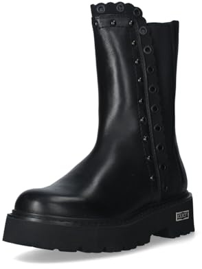 Cult Stivaletto Donna, Pelle Nera, Suola Platform 3 cm, Tacco 4,5 cm, Gambale 20 cm (36-41, Sistema Taglie Calzature EU, Adulto, Numero, Media, 39)