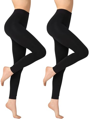InfiniZer 2 Pairs 80D Footless Dance Tights for Women, Stretchy Opaque Soft Footless DanceTights Pantyhose for Daily Ballet