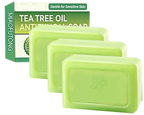 Tea Tree Oil Soap Bar for Face & Body - Deep Pore Cleansing with Coconut Oil & Witch Hazel, Purifying Foot Soap for Athlete's Foot, Body Odor, Gentle Exfoliating Bar for Men & Women (3)