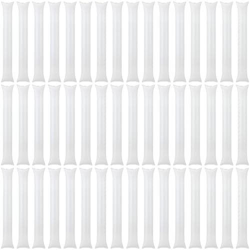 48 Pcs white Spirit Team Thunder Sticks Boom Boom Sticks Inflatable Thunder Tube Thicken Cheering Sticks Cheerleading Football Noise Makers for Party Dance Basketball Sporting Event (white)