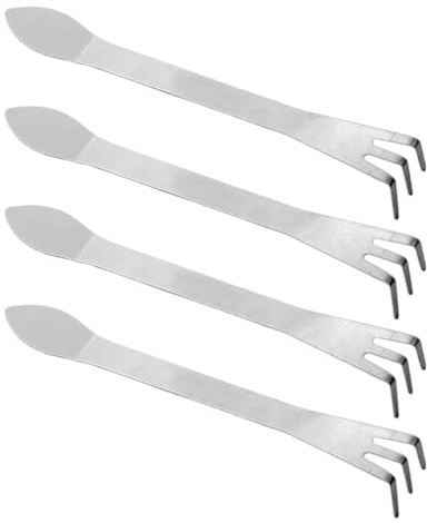 MAGICLULU 4 Rastrillos Pequeños para Jardinería de Acero Inoxidable, Mini Herramientas Manuales para Aflojar y Compactar Tierra, Cultivadores de Bonsái Ligeros para Patio y Jardín