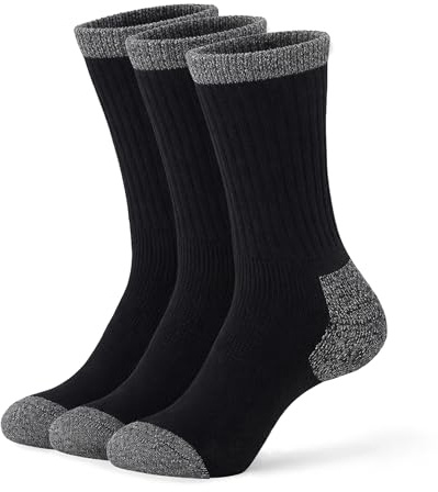 SITE KING Diabetic Work Socks (3 Pack) Easy-Grip Non-Binding Socks for Comfort & Circulation, Breathable Cotton Work Socks (Black, UK6-UK11)