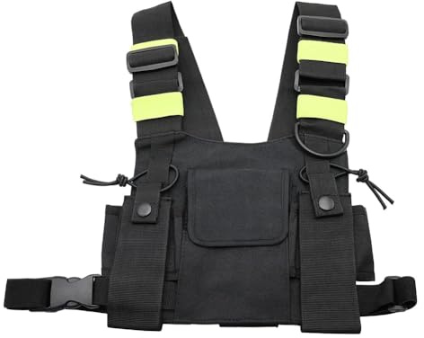 Remingtape Walkie Talkie dubbel bröstficka radio reflekterande bröstbälteshållare väska väst rig walkie talkies framficka väska A