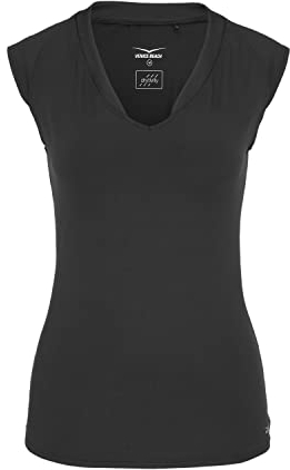 Venice Beach Sport-T-Shirt für Damen mit körperumspielender Schnittform und V-Ausschnitt ELEAM M, Black