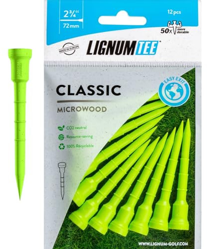 LIGNUM Tee – klassiska golftees – sportgolf-tees – anti-spinning, biobaserat mikroträ, 50 x hållbar