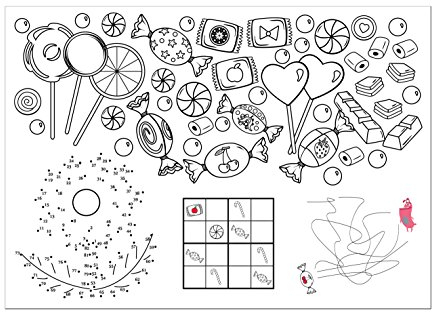 Nastami 10 Platzsets zum Ausmalen, Platzset Kinder, Platzset ausmalen beidseitig Bedruckt