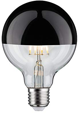 Paulmann 28677 LED Lampe Filament G95 6W Leuchtmittel Kopfspiegel Schwarz Chrom 2700K Warmweiß dimmbar E27
