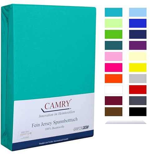 Camry Spannbettlaken 180x200cm - 200x200cm Türkis Baumwolle Bettlaken Jersey Spannbetttuch Oeko-Tex 100