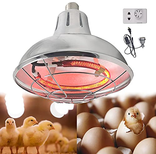 DBZDM Lampe Chauffante Poussin avec Thermostat, Lampe Infrarouge Chauffante Animaux, Lampe Chauffante pour Poussin Chiots et Tortue, Température Réglable: 200W-400W