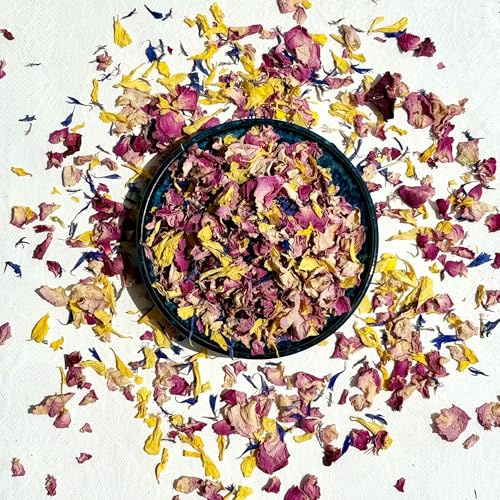 Edible Petals - 50g - Pixie Blush blend of Pink Rose, Yellow Marigold and Blue Cornflower - Certified Food Grade (312)