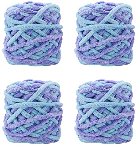 4er Pack 100g Strickwolle Wolle zum Häkeln Strickgarn Sockenwolle zum Stricken Bunte Acrylgarn Knäuel Häkelgarn Mehrfarbiger Set für Decken Pullover Schuhe Mützen Schals Style C