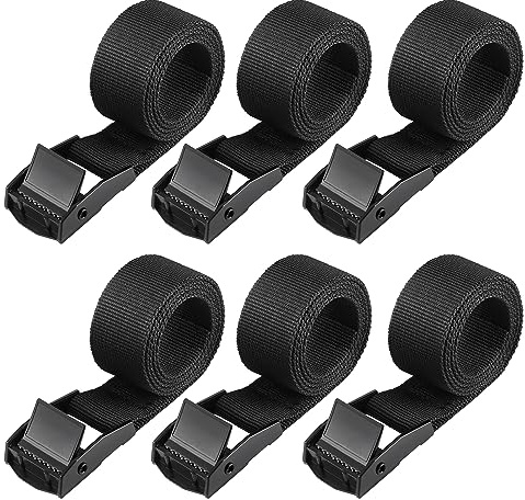 Hejo 6 PCS Ratchet Strap,Sturdy Lashing Straps with Cam Buckle, Rustproof Fastening Ratchet Tie Down Straps for Motorcycles, Bicycles, Luggage, Packages (65x2.5cm)