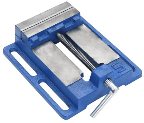 vidaXL Mordaza para Taladro, Tornillo de Banco para Taladro, Abrazadera de Taladro, Mordaza para Taller Máquina, Hierro Fundido Azul 121 mm