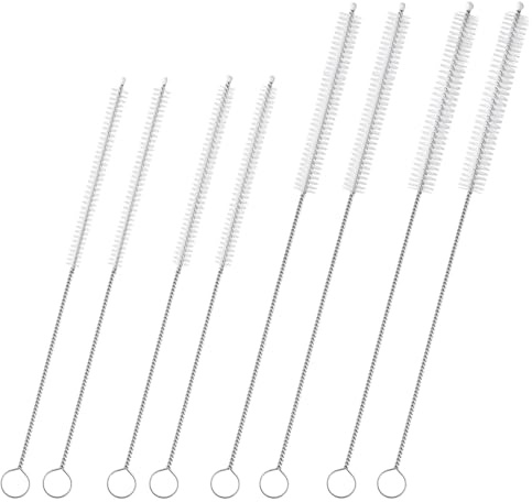 Reusable Straw Cleaner Brush Set - 8PCS Extra Long 12 inch Metal Straw Cleaning Brushes for Tumbler, Sippy Cup, Water Bottles, Pipes
