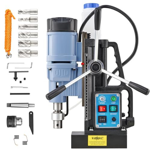ZELCAN 1950W Taladro Magnético con 6 Brocas, Taladro Magnetico Profesional con Fuerza de 13900N, Diámetro Máx. 50 mm, 650 rpm, Control de Velocidad Continua y Reversa para Superficies Metálicas